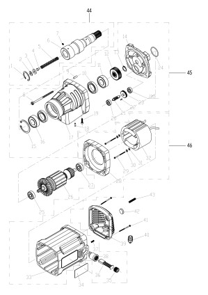 Exploded view voor: Magneetboormachine MKB-35HD Motor